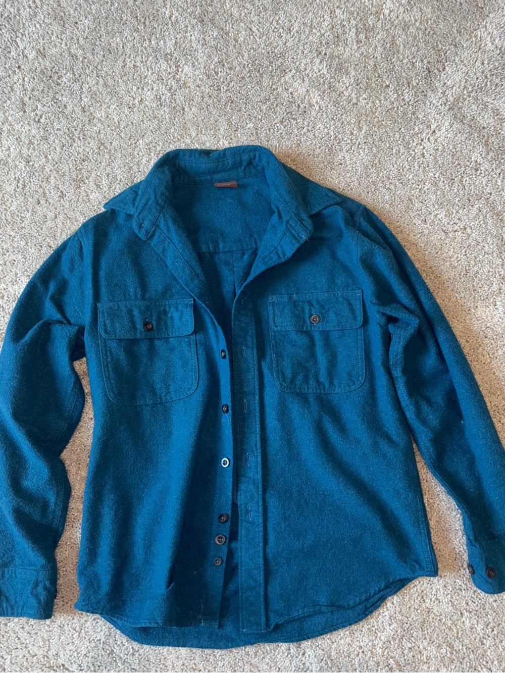 Great Northwest Teal Blue Heavy Cotton Flannel Overshirt Button Down Small
